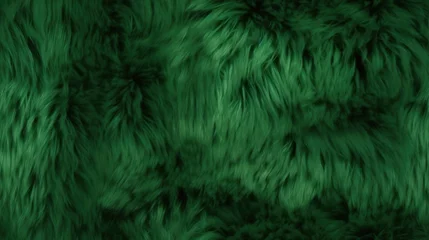 Fotobehang Green colored fake fur seamless pattern. Repeated background of fluffy texture. © Pixel Pine