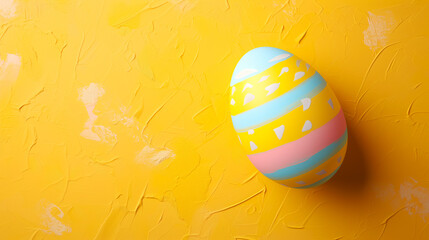 easter egg on a yellow background - obrazy, fototapety, plakaty