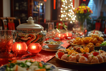 Dinner table of Luna new year