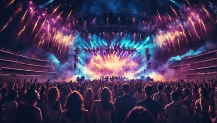 a rock concert is a performance of rock music huge crowd night life generative ai - obrazy, fototapety, plakaty
