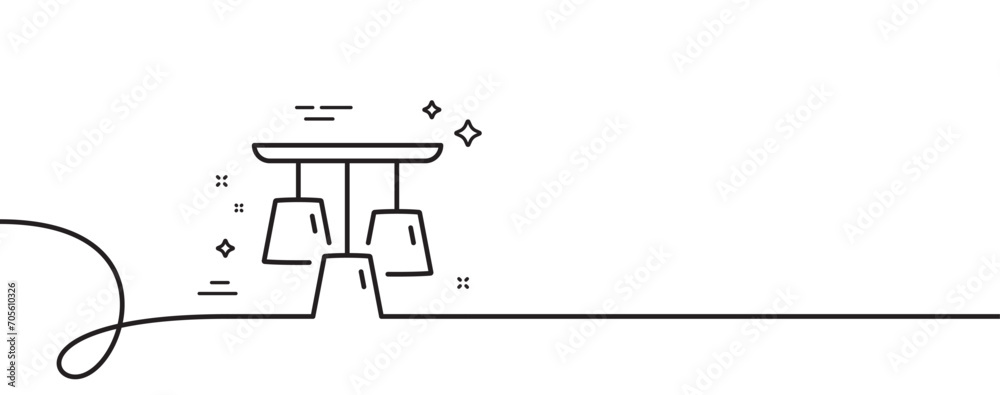 Poster ceiling lamp line icon. continuous one line with curl. fixture light sign. interior illuminate symbo