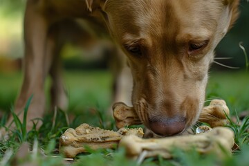 Dog eating bones