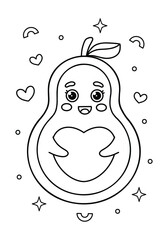 Hand drawn kawaii coloring book illustration
