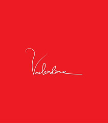 Valentine's lettering on a red background, commemorating Valentine's Day