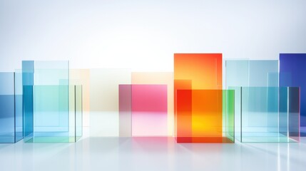 Laminated glass sheets stack. Decorative colored window material sample