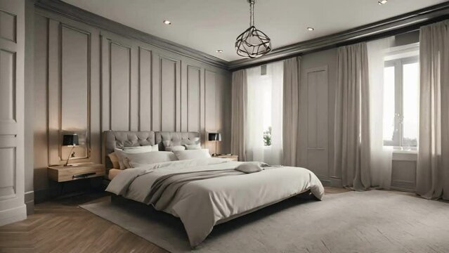 Interior Shot Of Stylish Modern Bedroom In Empty House