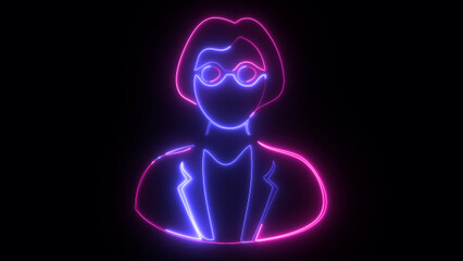 Glowing neon Nurse icon in line style. Physician, Medical, Healthcare