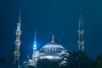 Sultanahmet or Blue Mosque at night. Ramadan or islamic concept photo