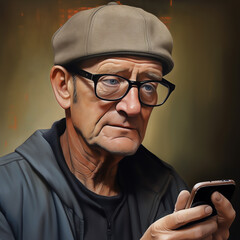 old person with mobile phone