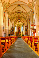 Innenansicht der Pfarrkirche Schwarzach in Vorarlberg - obrazy, fototapety, plakaty