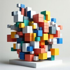 Abstract colorful cube shape sculpture