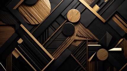Gold and Black Digital Abstract Background Illustration