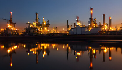 refinery at twilight