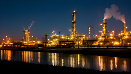 Fototapeta premium oil refinery factory at night