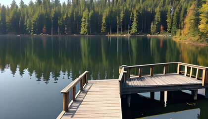 wooden pier on lake