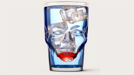 Pepsi glass with a cheerful face 3D on a white background.