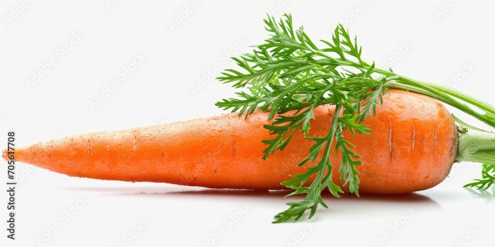 Poster a detailed view of a carrot placed on a white surface. this image can be used for various purposes