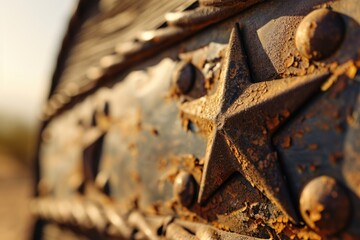 A detailed close-up of a metal object featuring a star. This versatile image can be used in various projects