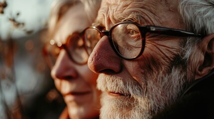 A close up of a man and a woman wearing glasses. This versatile image can be used in various contexts