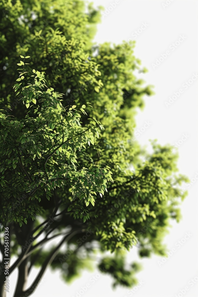 Aufkleber A picture of a tree with vibrant green leaves against a clean white background. Perfect for use in nature-themed designs or as a backdrop for text and graphics
