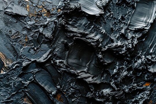 A detailed close-up view of a piece of black paint. This versatile image can be used for various design projects