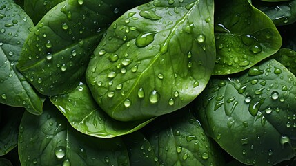 Fresh green spinach leaves, dewy and vibrant, macro shot with canon 5d mark iii at f8 - obrazy, fototapety, plakaty