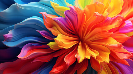 Colorful swirls of liquid paint. Beautiful abstract background. Close up view of a colorful flower.