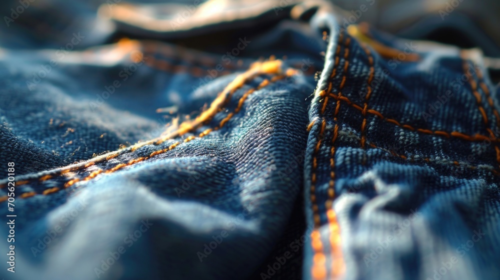 Poster a close-up view of a pair of blue jeans. versatile and timeless, this image can be used in fashion-r