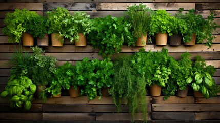 Fresh herb variety on rustic wood backdrop, captured with canon eos rp at f4 aperture