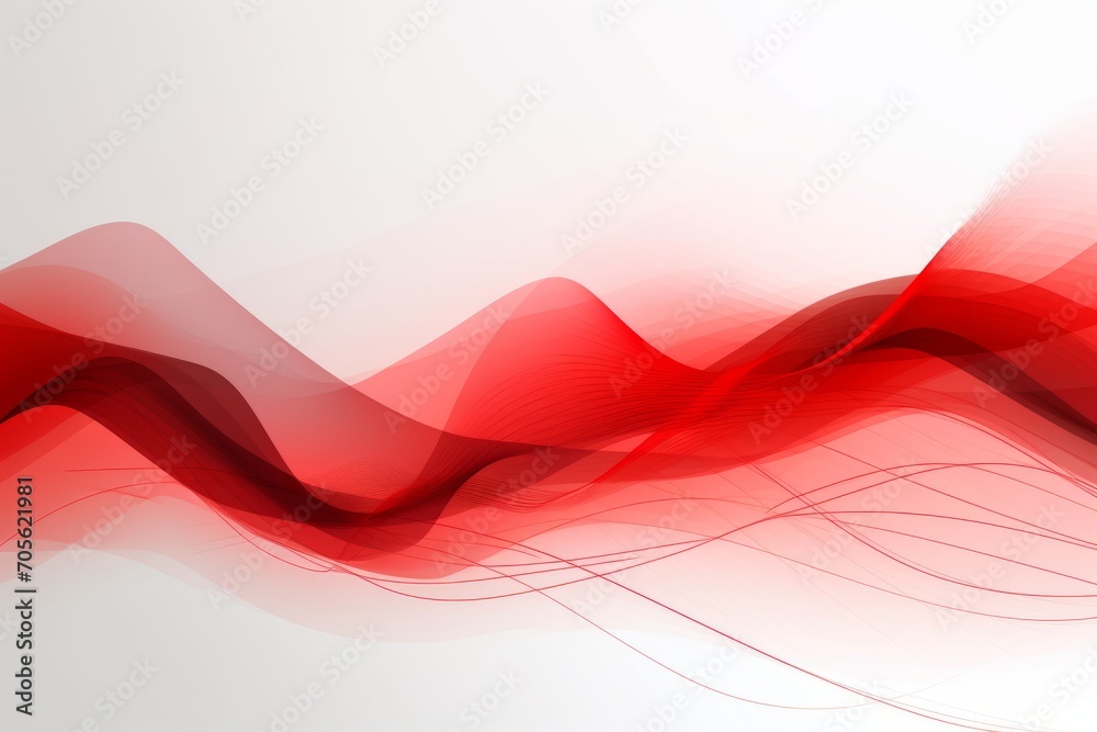Wall mural abstract red wave design element on white background. generative ai