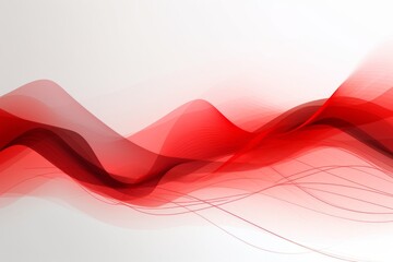 Abstract red wave design element on white background. Generative AI