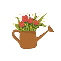 cute flowers pot illustration icon