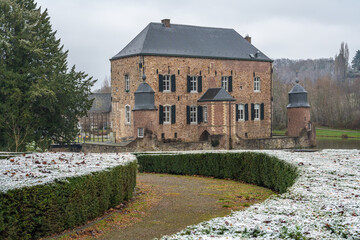 Castle Erenstein in the winter, a 14th century castle located in the town of Kerkrade, Province...