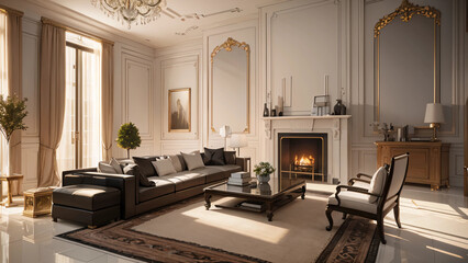 living room with fireplace