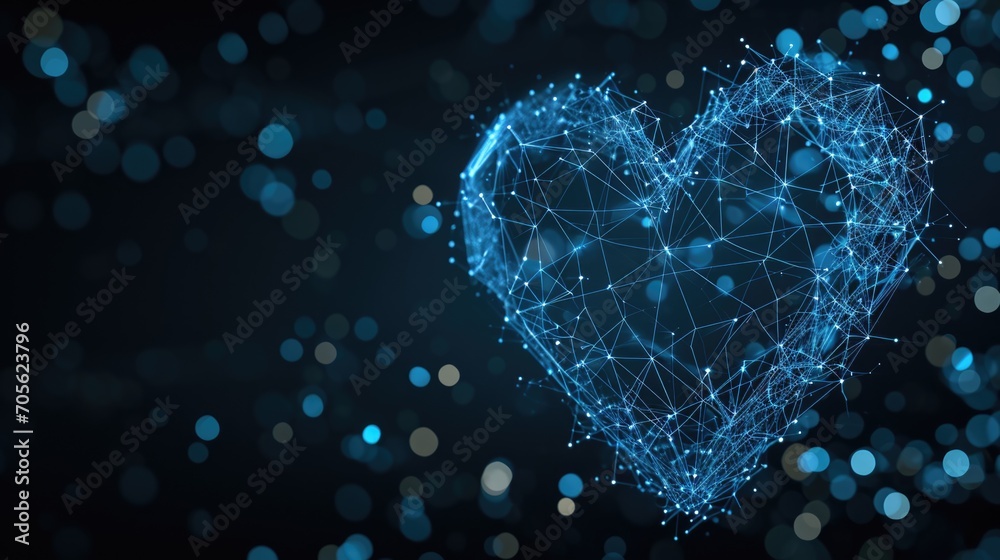 Aufkleber A heart shape made up of interconnected lines and dots. Can be used for various design projects