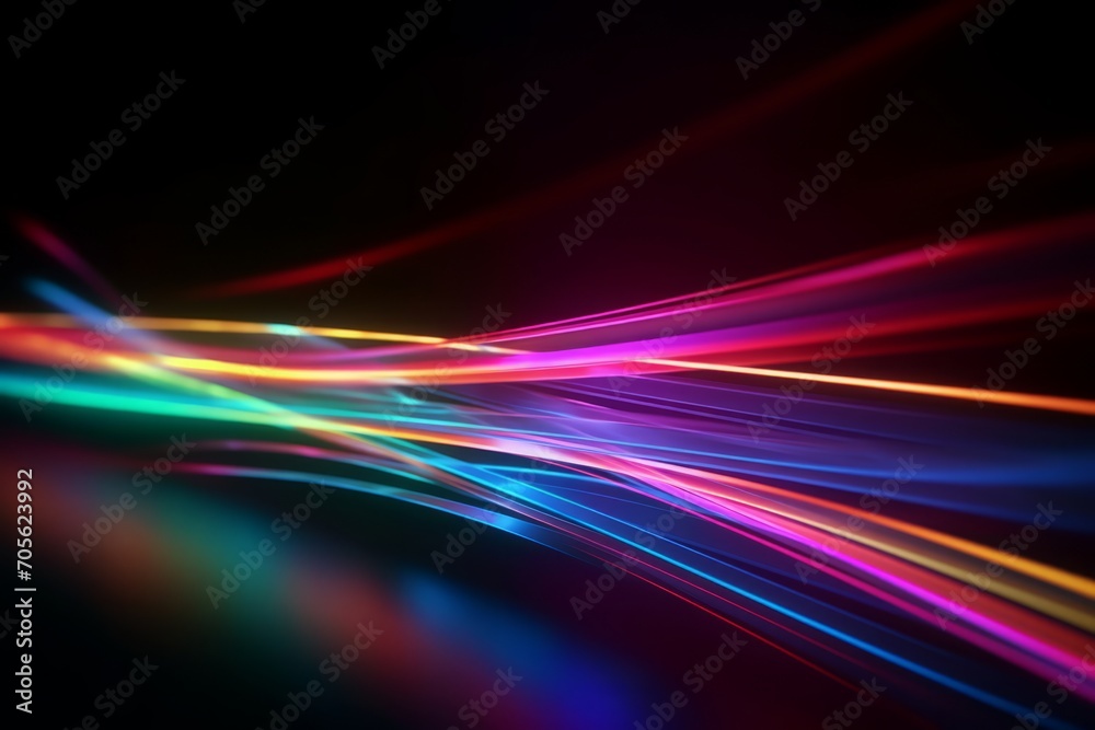 Poster abstract colorful background with lines, motion neon light. generative ai