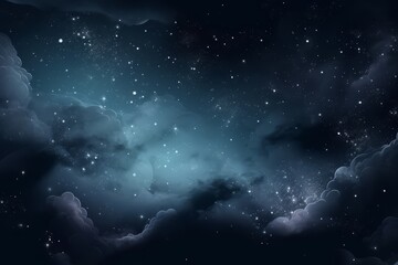 Mysterious cosmic background of night sky with stars and clouds. Generative AI