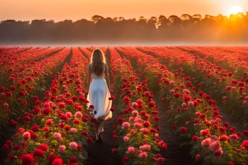 Gordijnen Vivid Colors Roses Field (JPG 300Dpi 10800x7200) © CreativityMultiverse