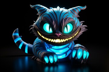 glowing anime cheshire cat with internal dim light. Generative AI - obrazy, fototapety, plakaty