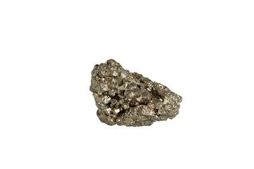 pyrite mineral stone macro on white background