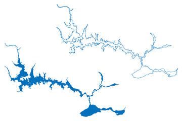 Keban Lake (Republic of Türkiye, Turkey) map vector illustration, scribble sketch Reservoir Keban Baraji Dam map..