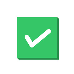 check mark icon button tick yes button vector illustration on 3d square green background
