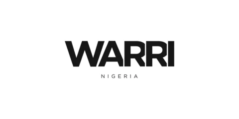 Schilderijen op glas Warri in the Nigeria emblem. The design features a geometric style, vector illustration with bold typography in a modern font. The graphic slogan lettering. © SolaruS