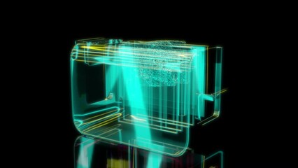 Rendering 3D animation, toaster model on a black background - Powered by Adobe