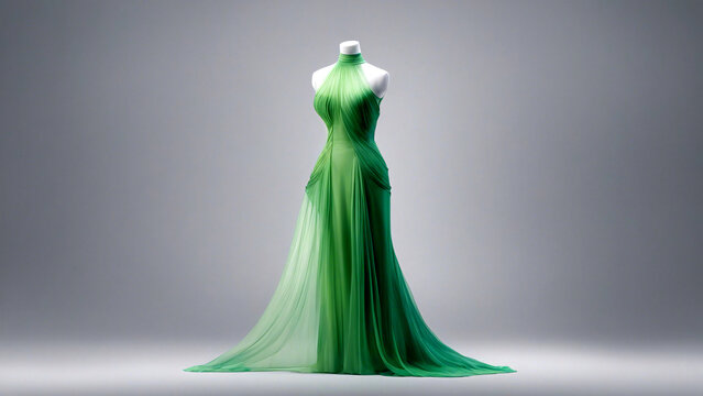 Modenschau mit grünem Kleid