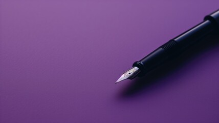 Fountain pen on a purple backdrop