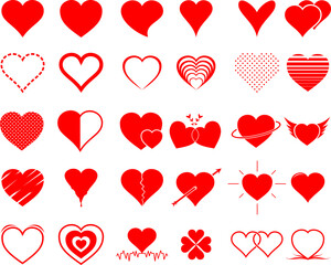 vector image of a heart icon set with a transparent background