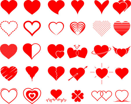 vector image of a heart icon set with a transparent background