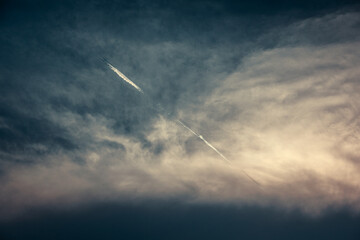 Aiplane trail in the sky
