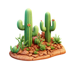 Variety of Cactuses Amidst Desert Rocks